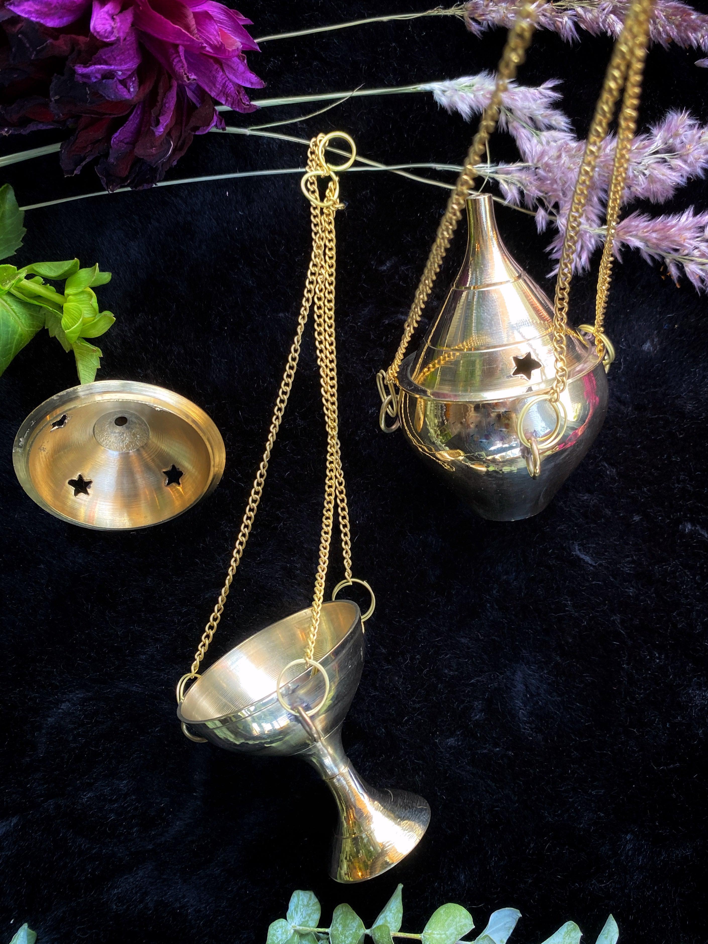 Brass Incense Burner (hanging or sitting) - Keven Craft Rituals