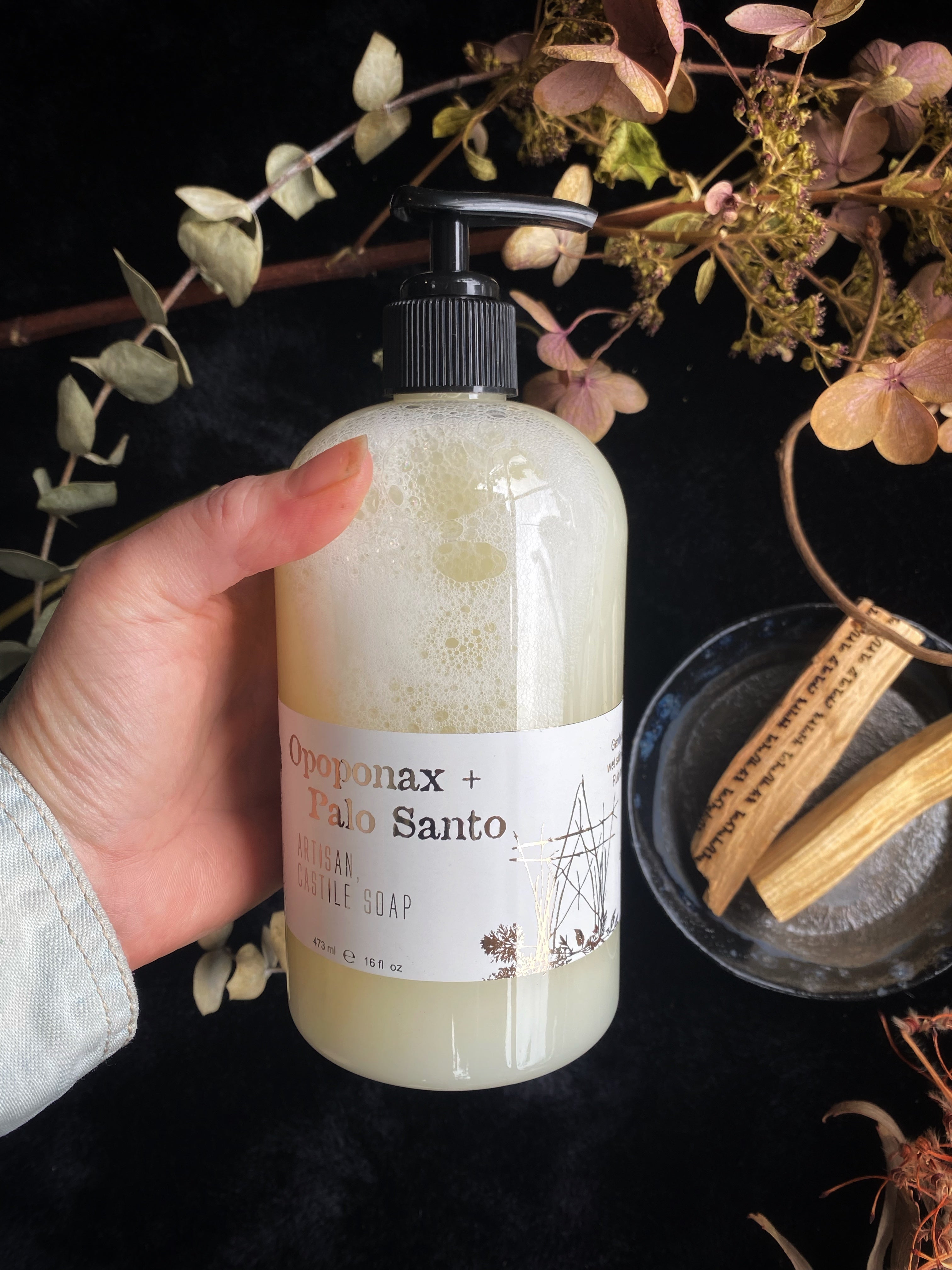 Opoponax + Palo Santo - Artisan, Superfatted Liquid Castile Soap for the Face and Body