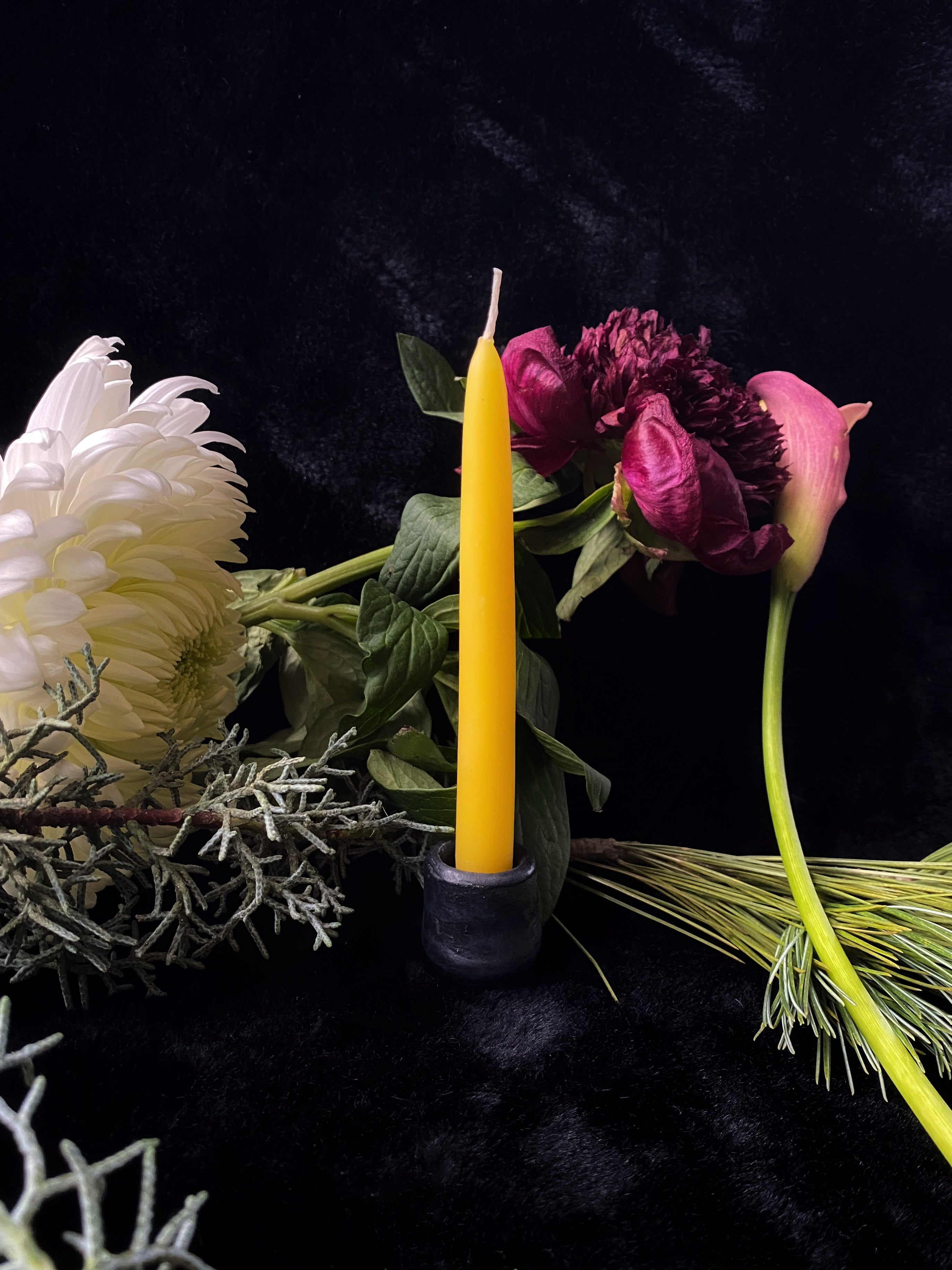 Matte Black Ceramic Candle Holder - 6” - 8” Chime - Taper Size - Keven Craft Rituals