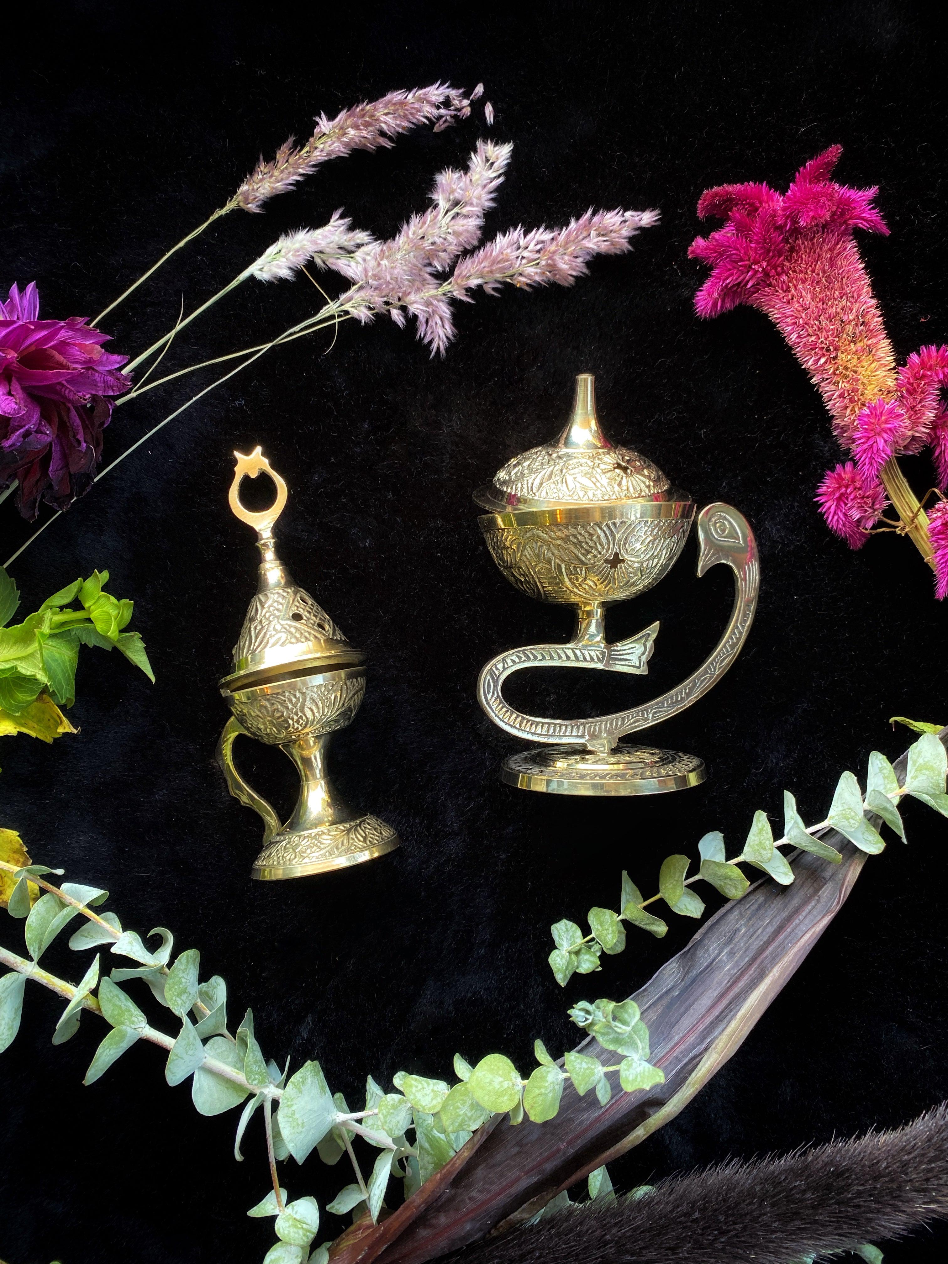 Brass Incense Burner (hanging or sitting) - Keven Craft Rituals