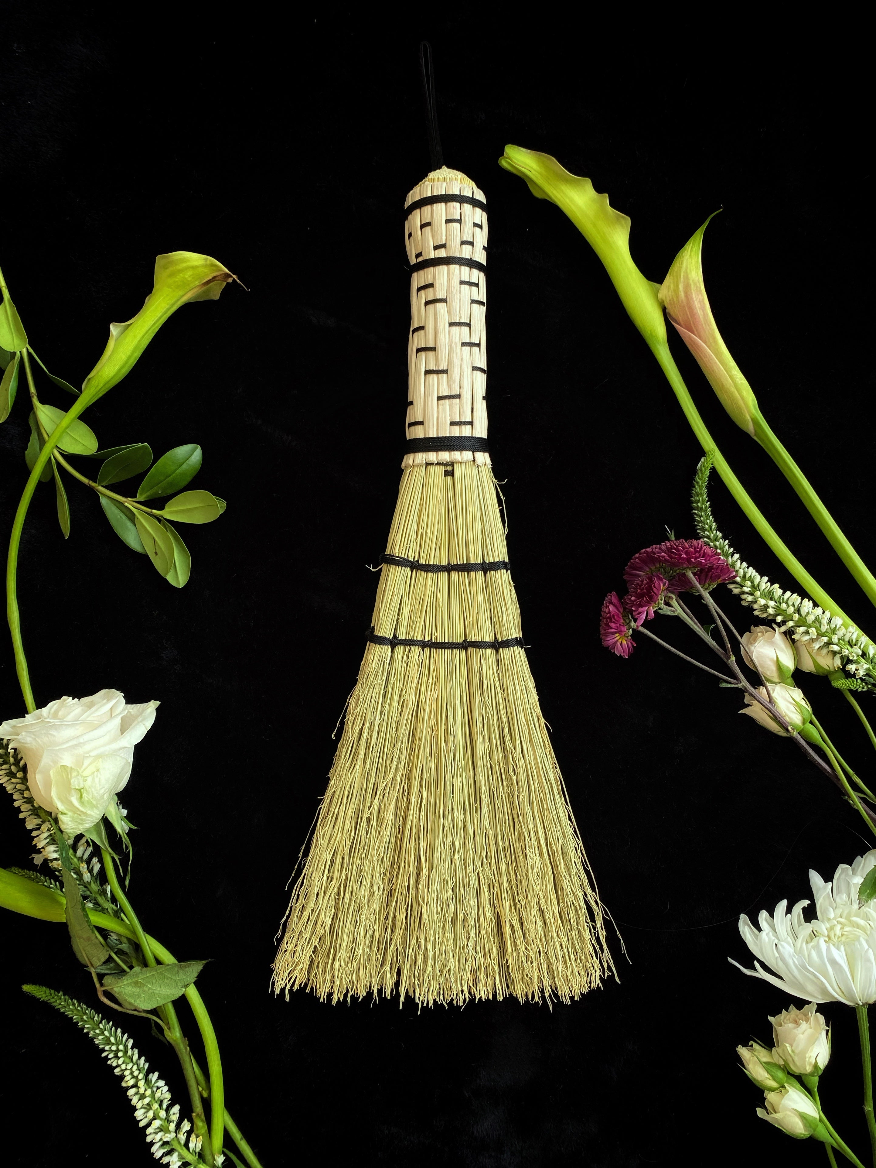 Natural, Woven Handle Stitched Hand Broom