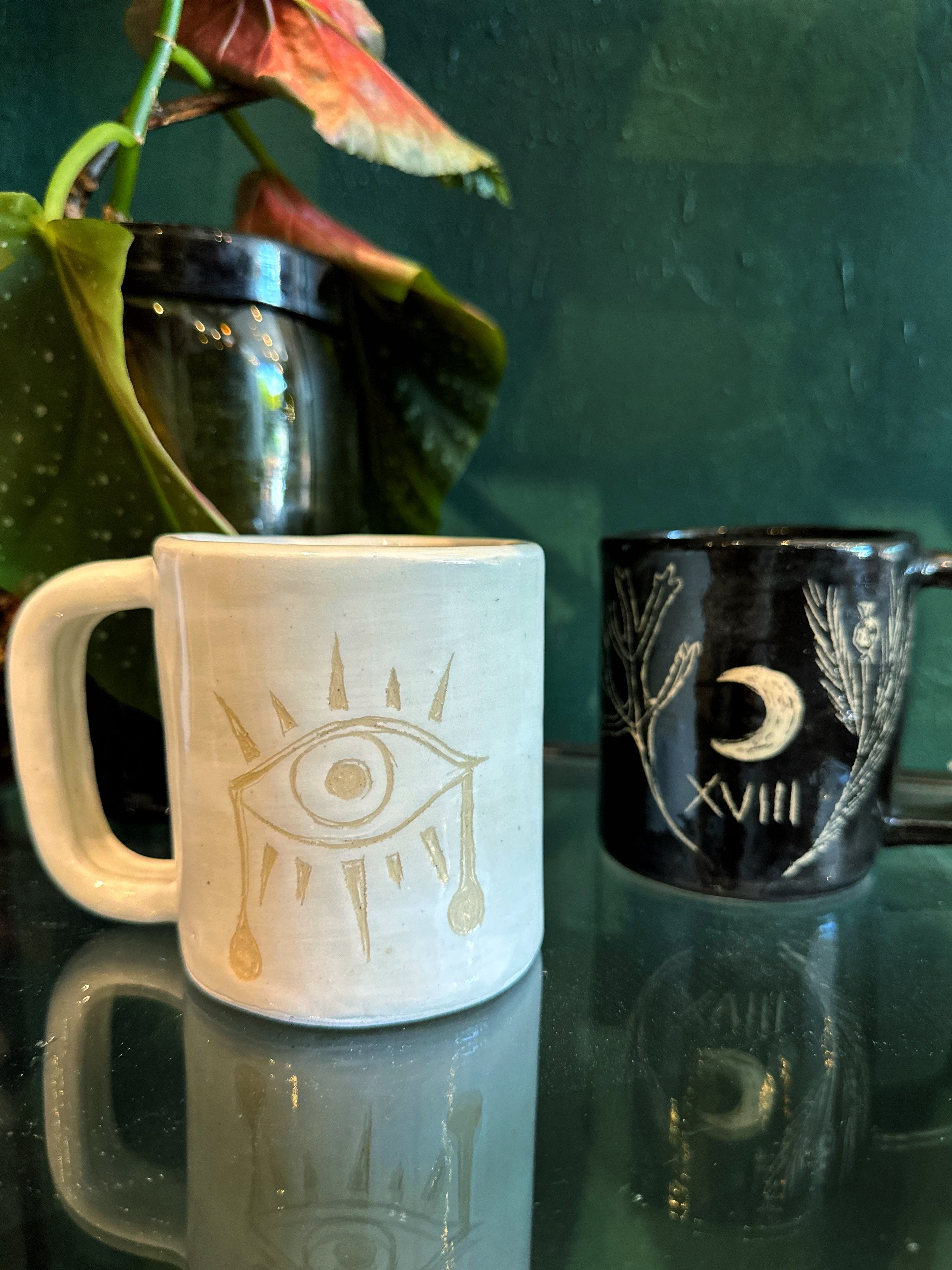 The Moon XVIII  - Weeping Eye, Mugwort, and Poppy - Mugs & Cups