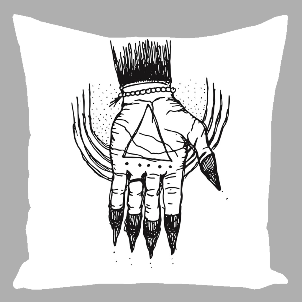 Hand of the Occult - Faux Suede Pillow (White) 16 “ x 16” - Keven Craft Rituals