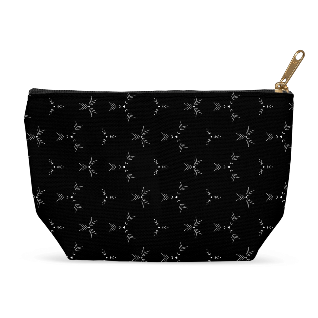 Black Geometric Pouches for Cosmetics or Travel - Keven Craft Rituals