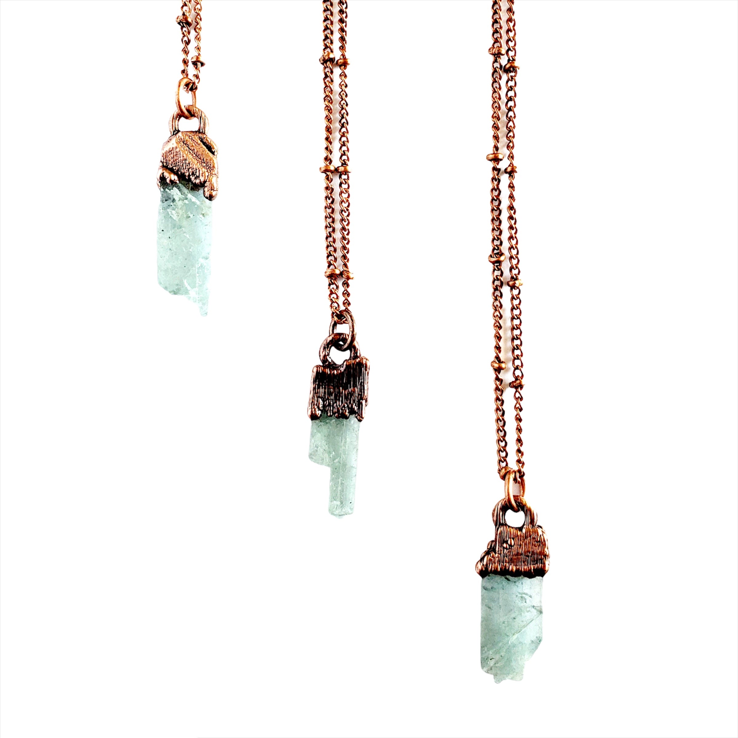 Aquamarine (Raw) Necklace - Antique Copper