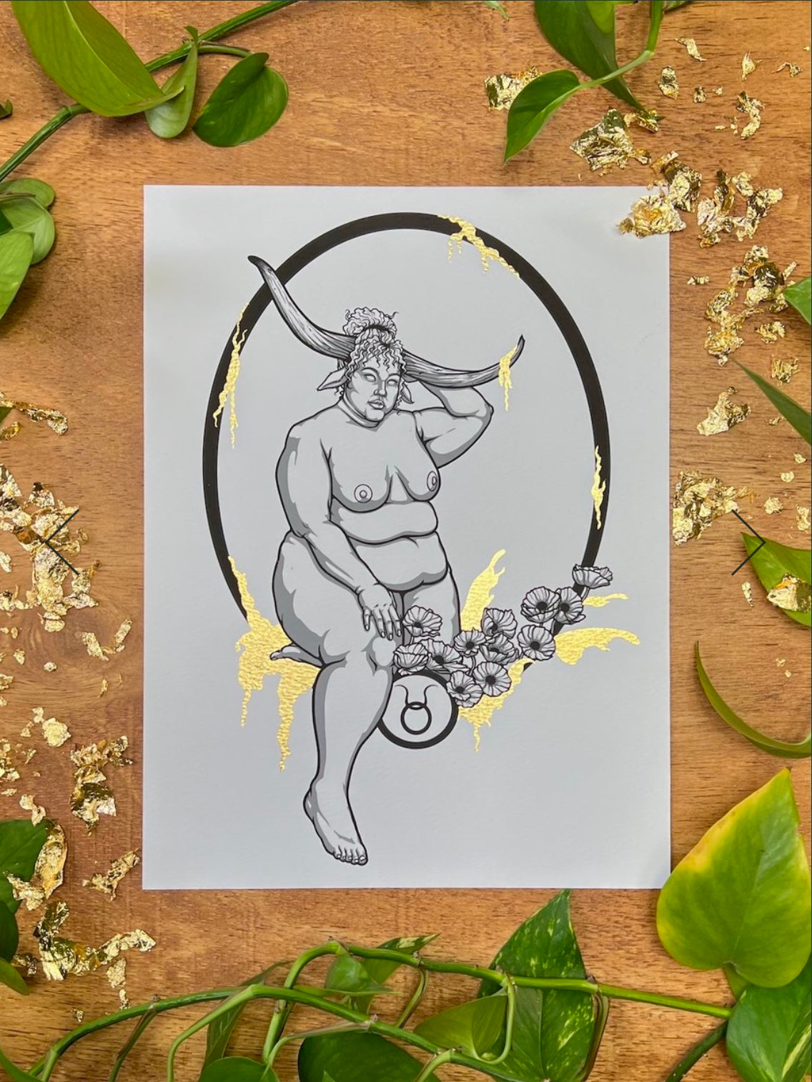 Taurus: Gold Leafed Art Print