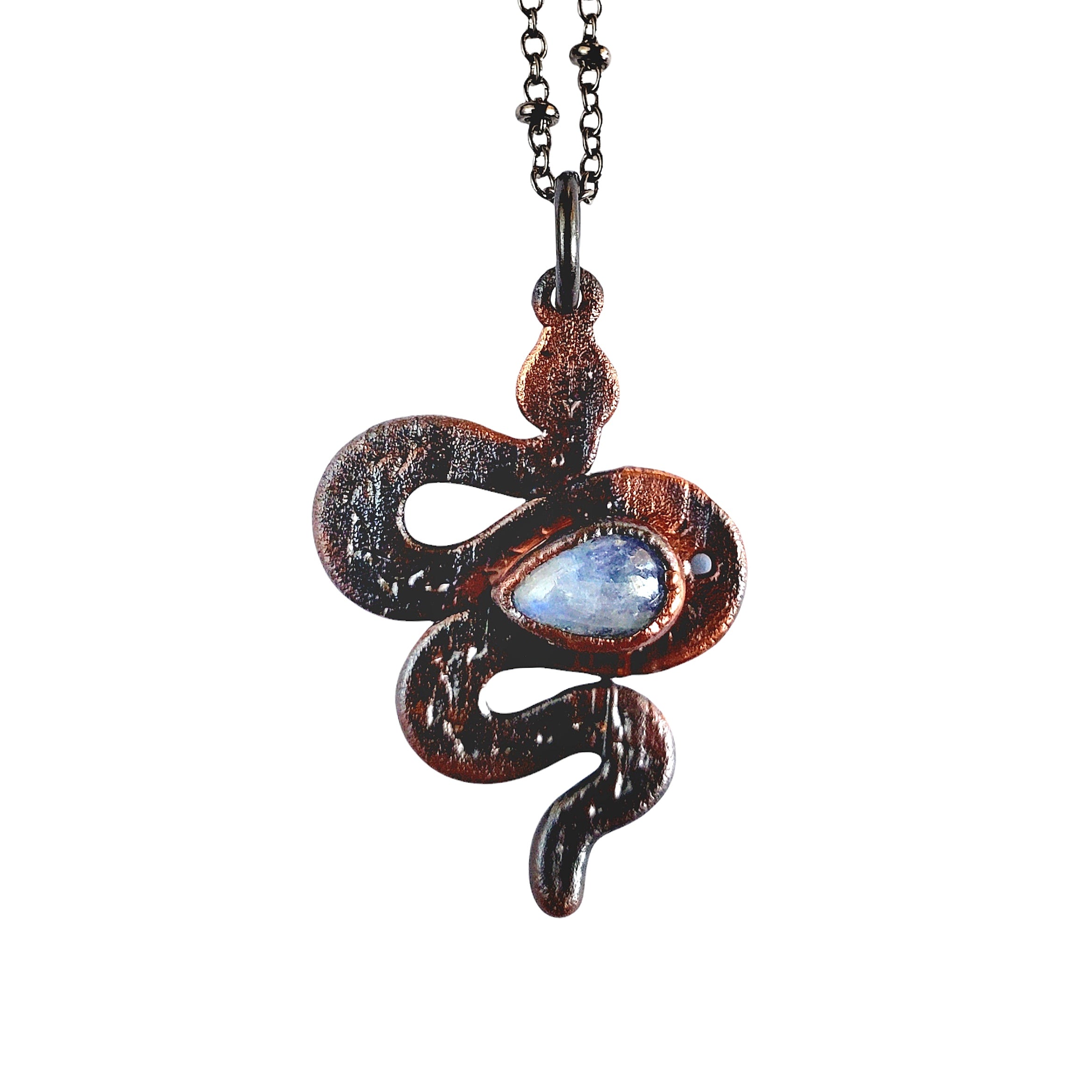 Rainbow Moonstone Earth Snake Necklace