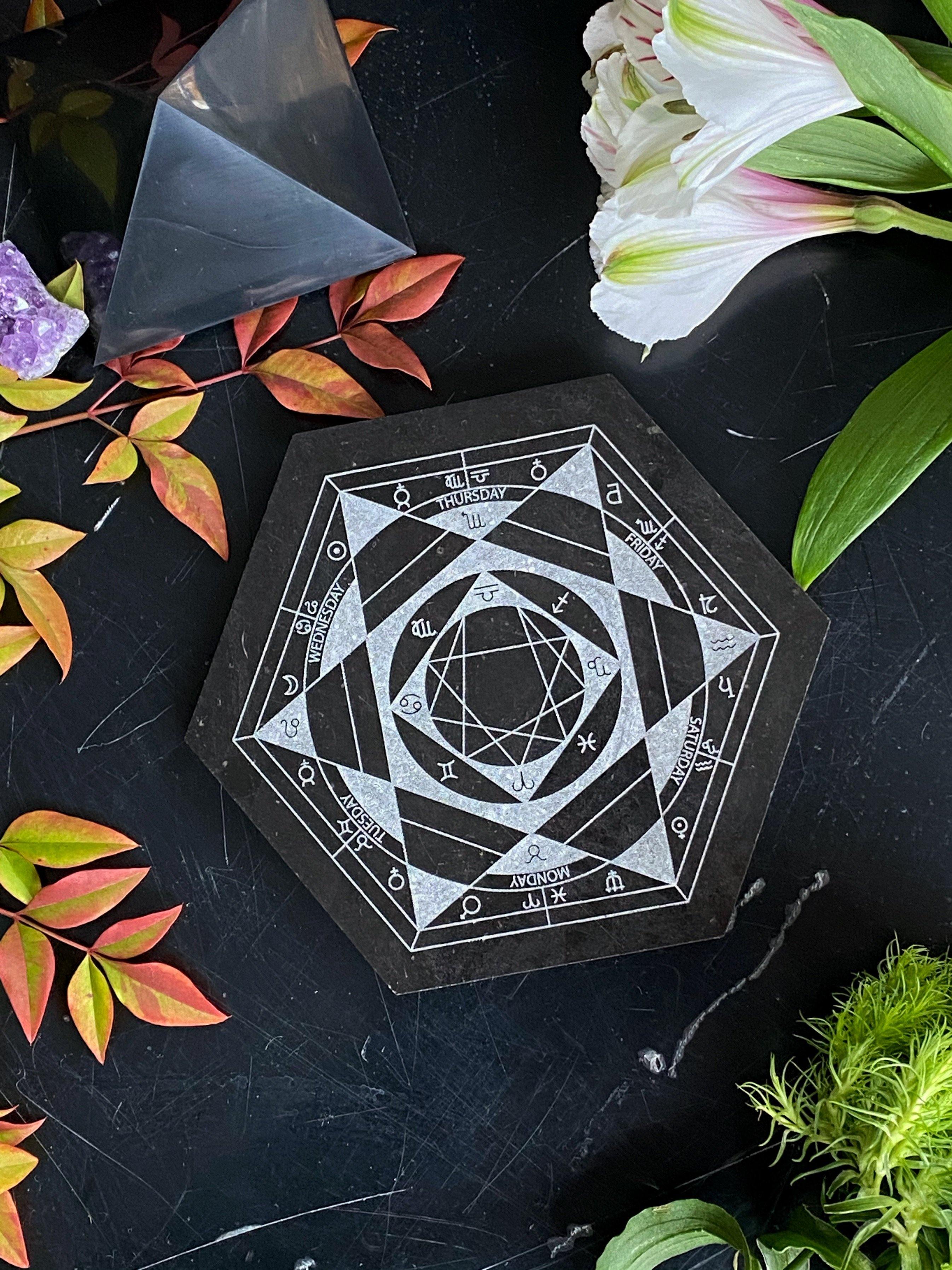 Black Marble Relic Tile for Altars, Crystal Grids, & Divination - Collectible Series - Keven Craft Rituals
