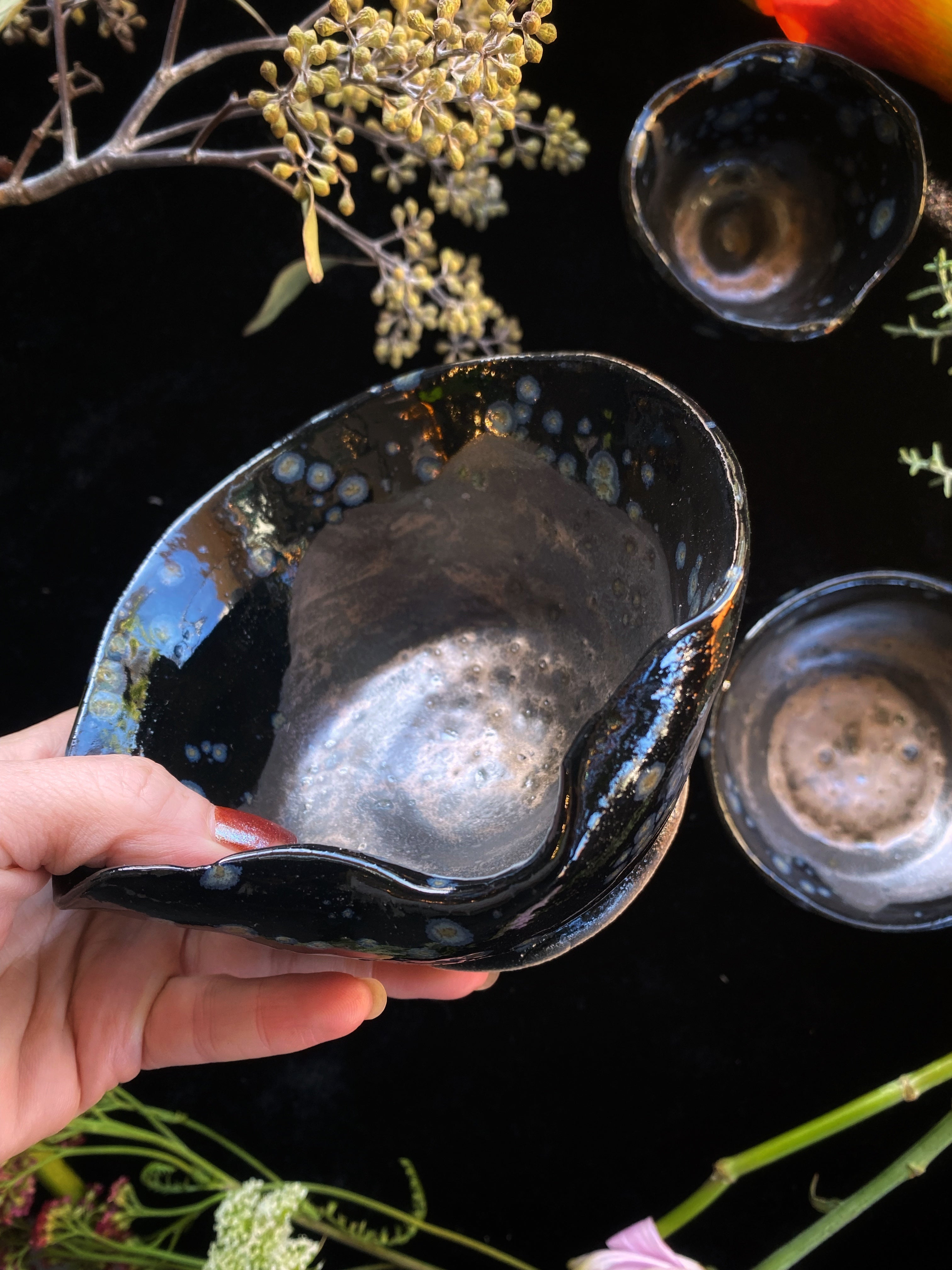 Abalone Luster Glazed Ceramic Bowls and Vessels - Keven Craft Rituals