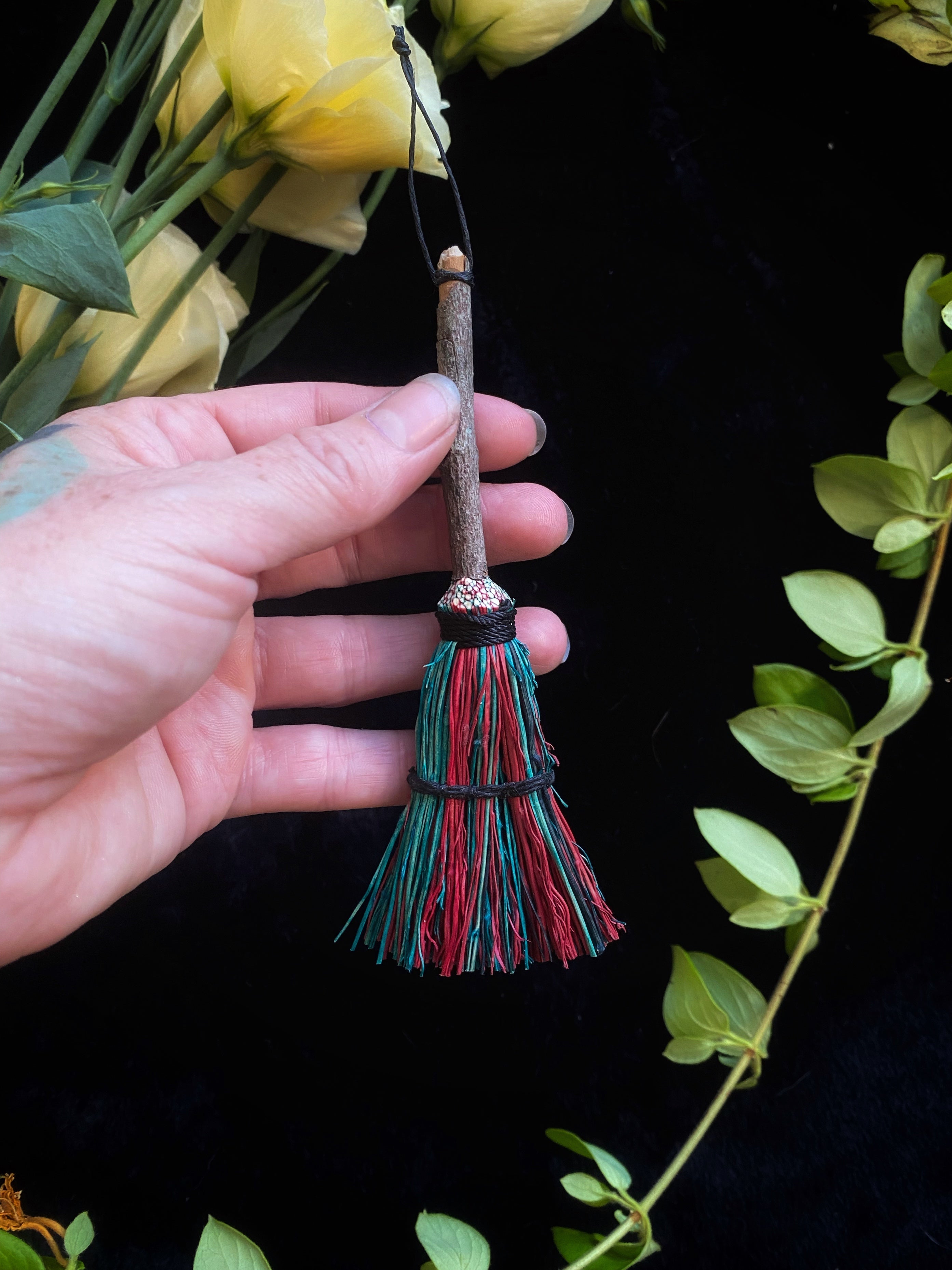 Miniature Besom/Sweeper Broom or Hand Brooms -3-5" Tampico -(functional or as an ornament)