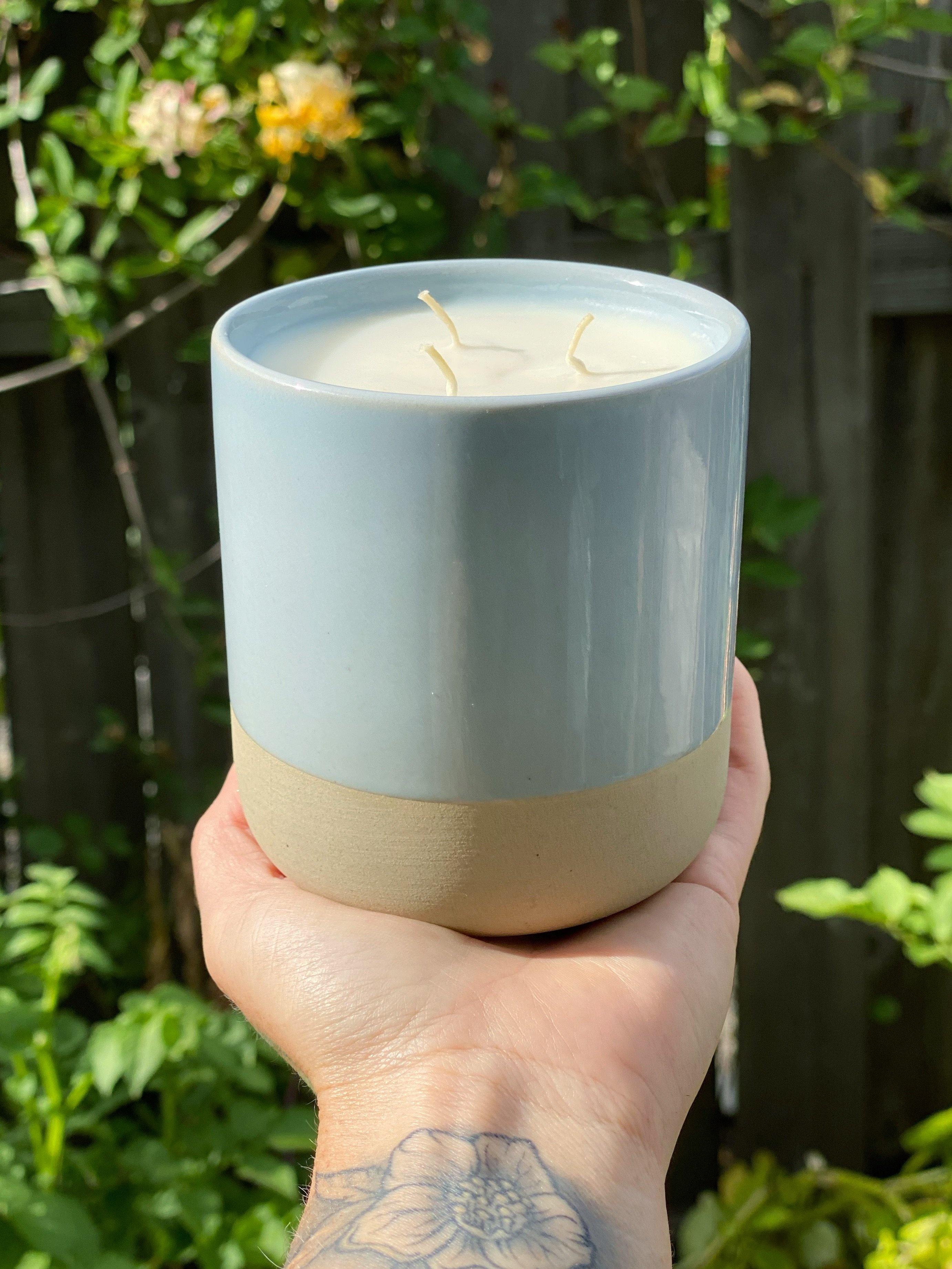 Oversized, Outdoor Ceramic Candle - Soy with Essential Oils to Stay Bug-Free - Keven Craft Rituals