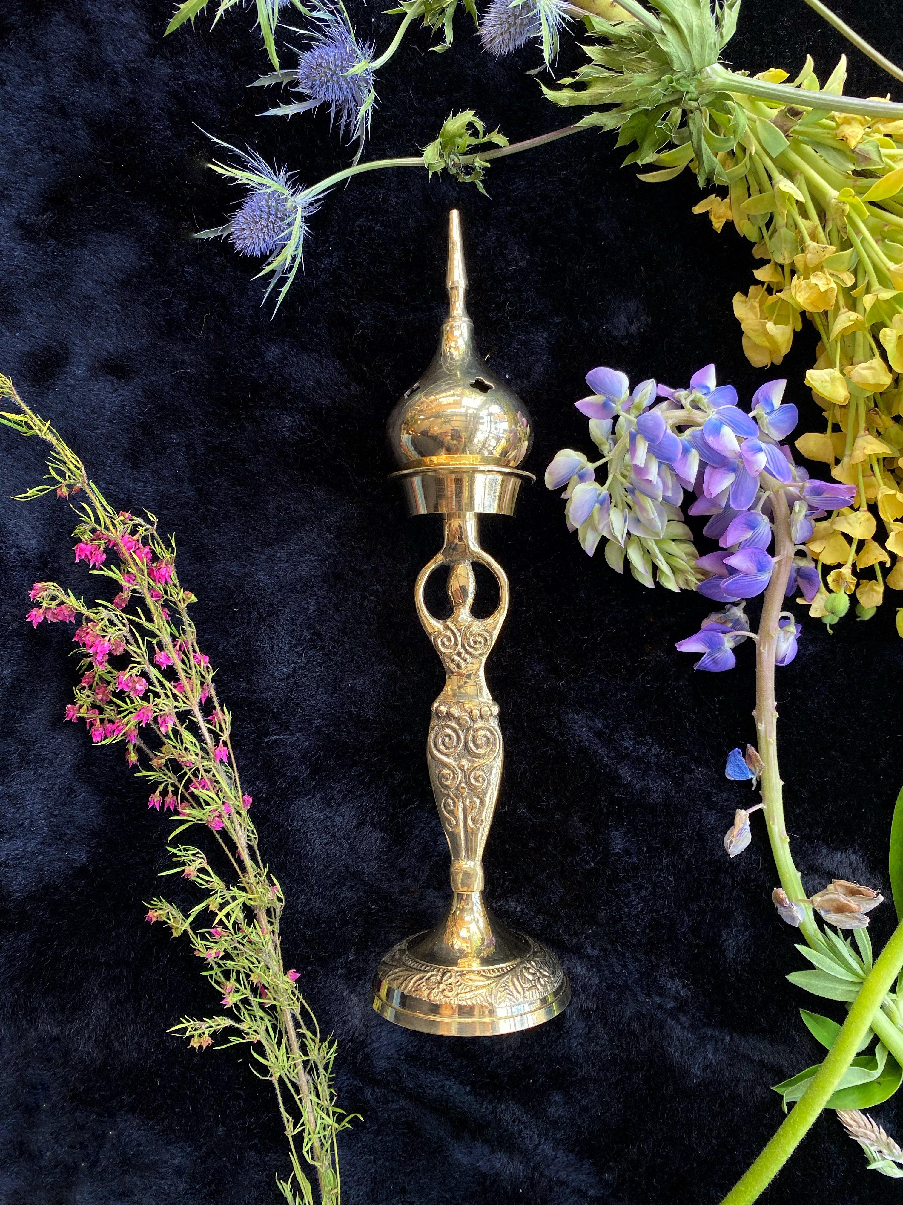 Goddess, Standing Brass Incense Burner - Keven Craft Rituals