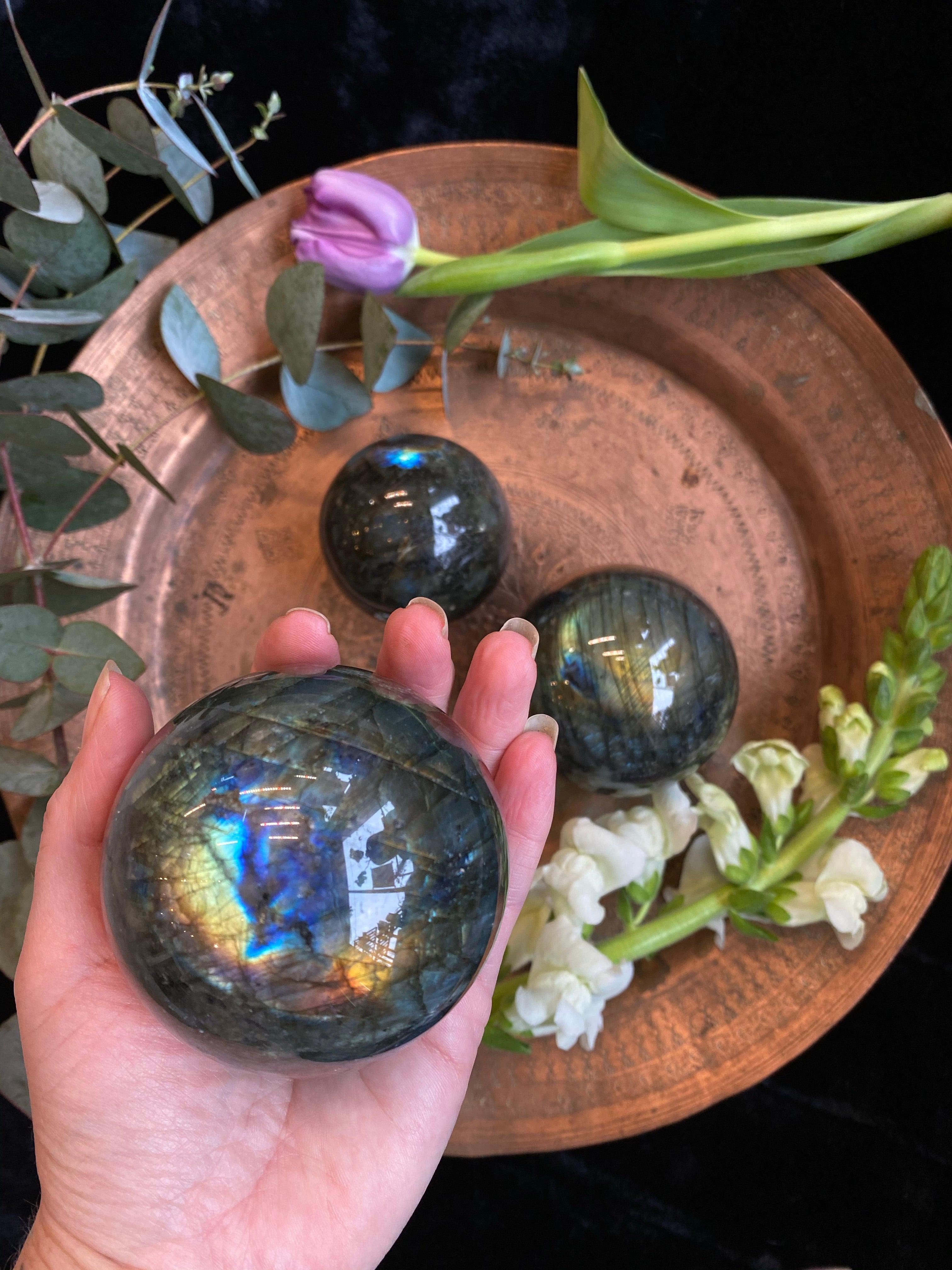 Labradorite Crystal Sphere - Med - XL Scrying Balls - qmeb