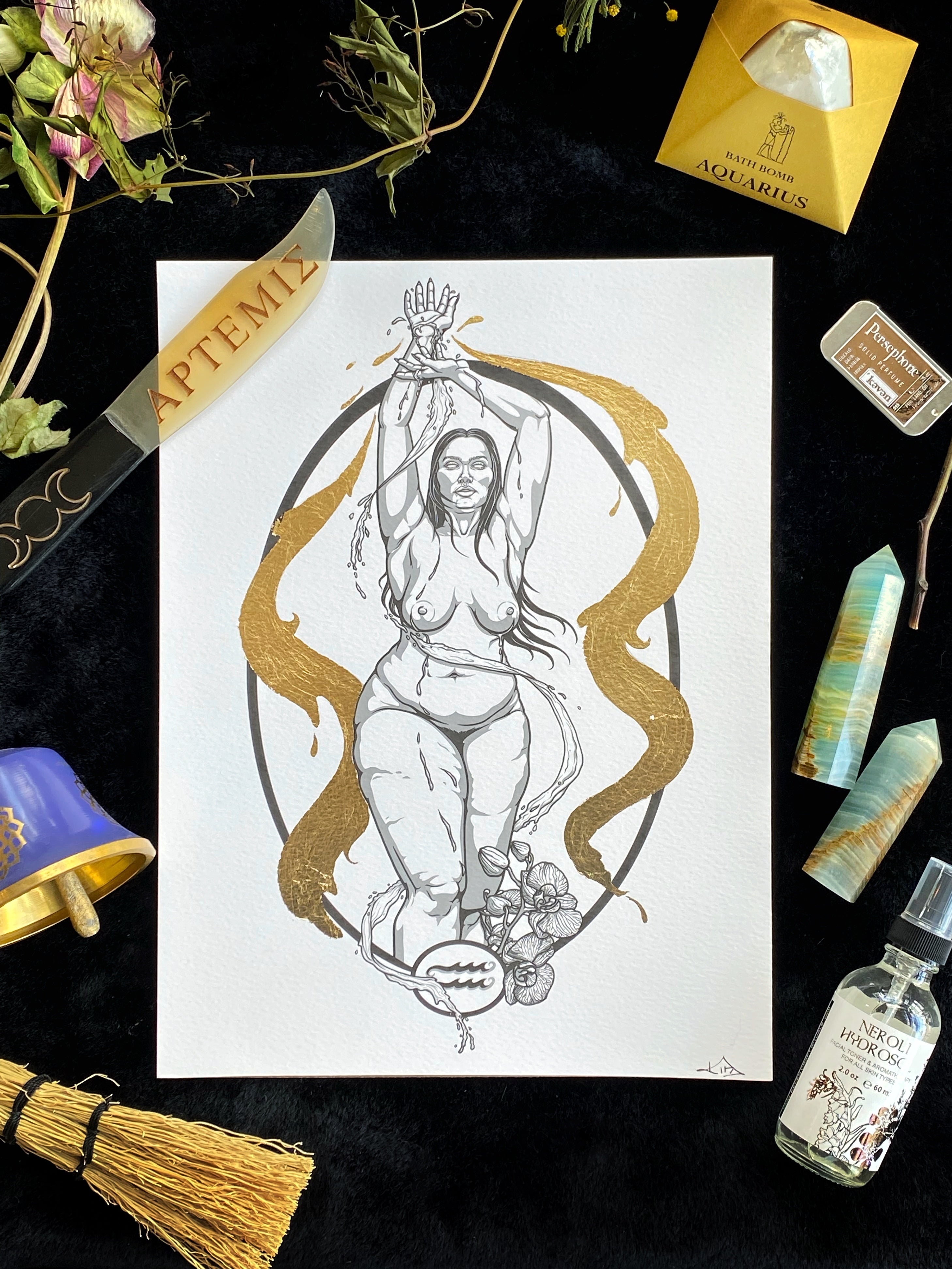 Aquarius: Gold Leafed Art Print