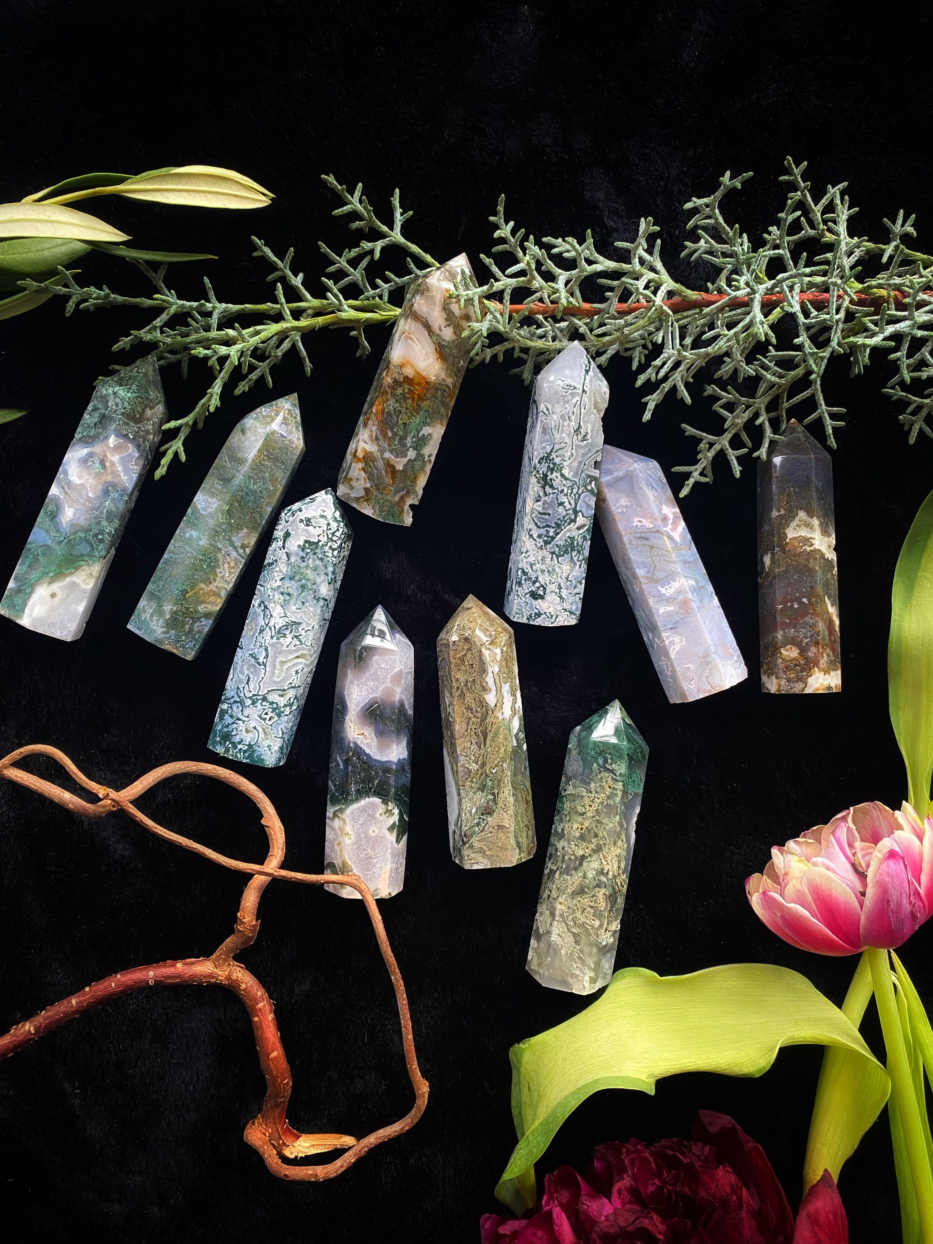 Moss Agate - Single Pointed Tower