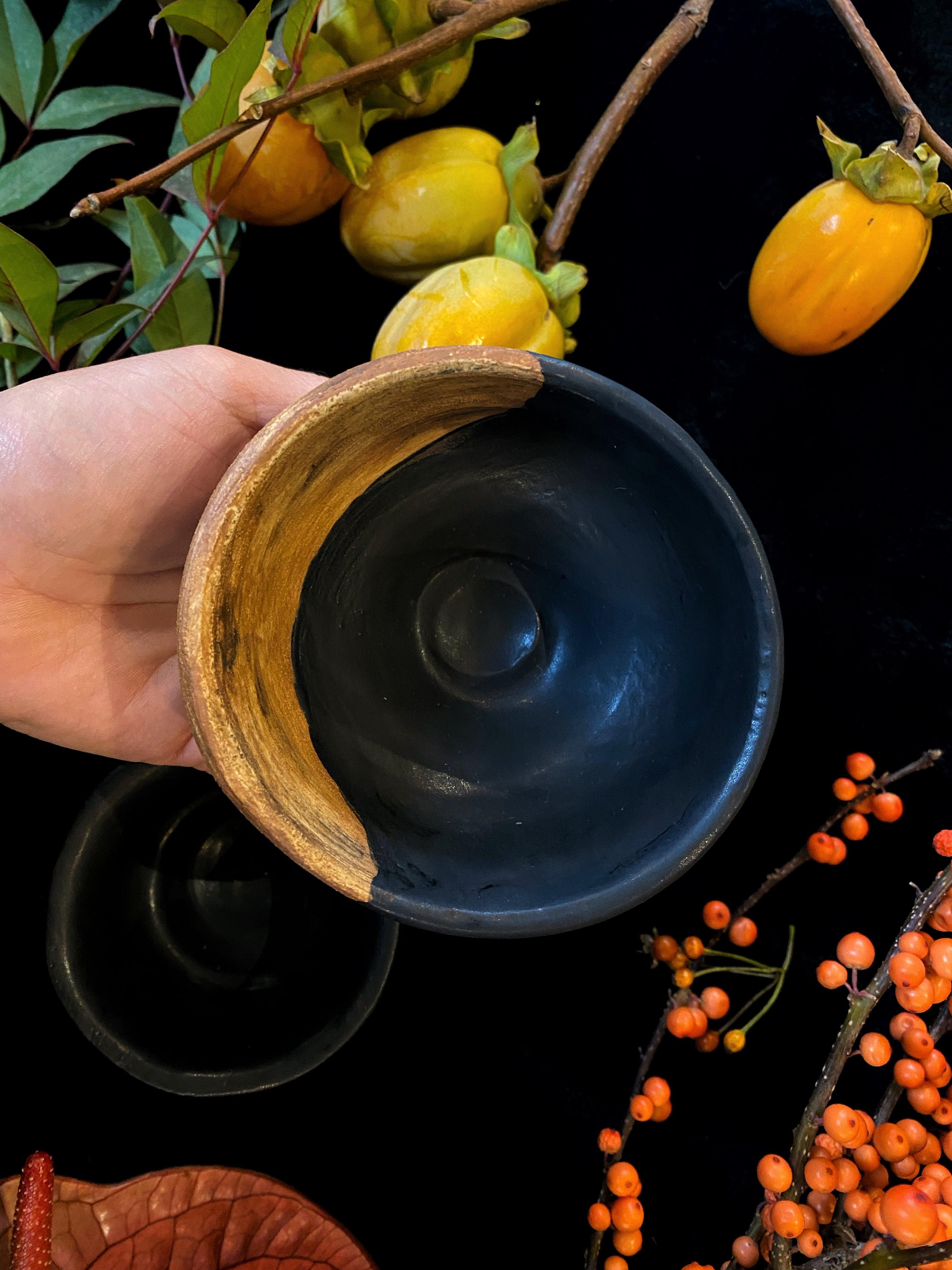 Matte Black w/ Wood Texture Ceramic Bowls and Vessels - Keven Craft Rituals