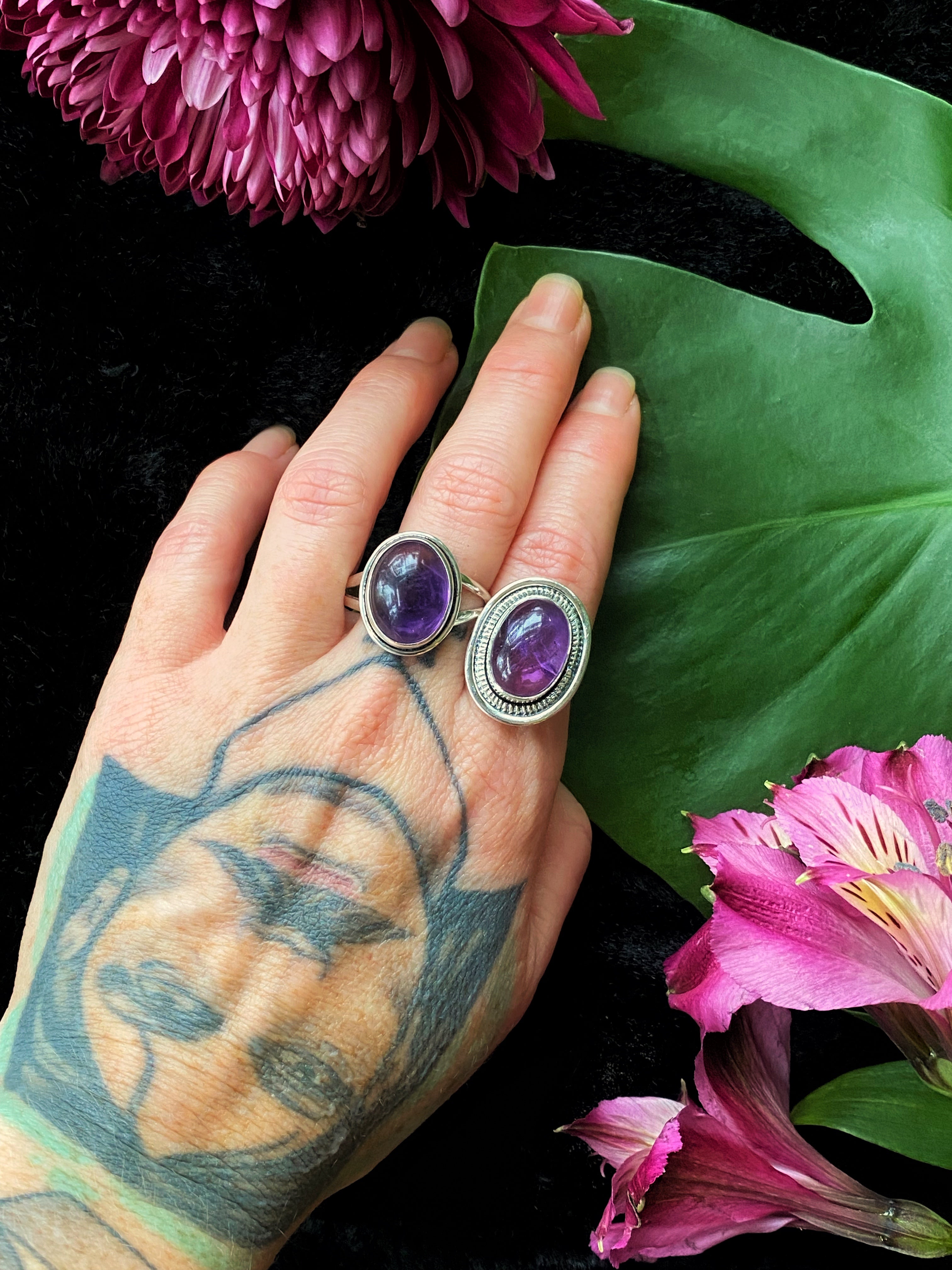 Amethyst (Polished) Rings on Sterling Silver - Size 7 - 12.25 - Keven Craft Rituals