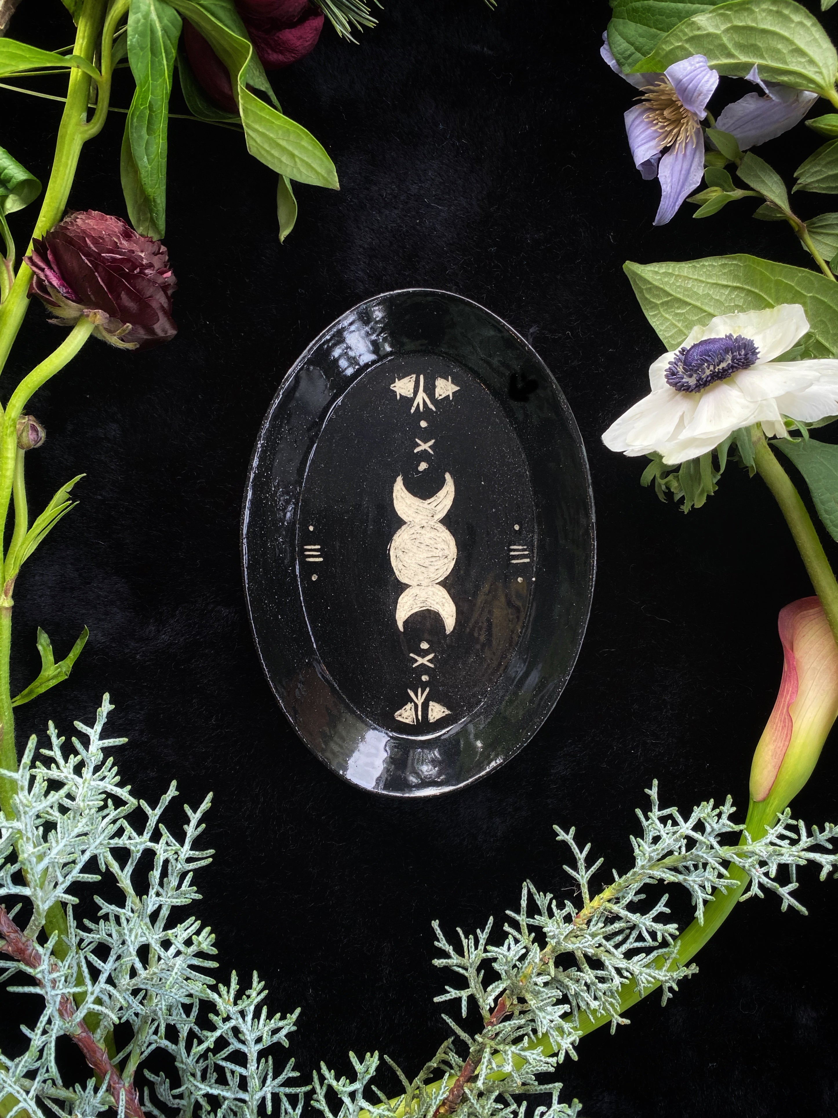 Black, Triple Moon & Runic Mugs & Dishes - Offering or Dinnerware - Keven Craft Rituals