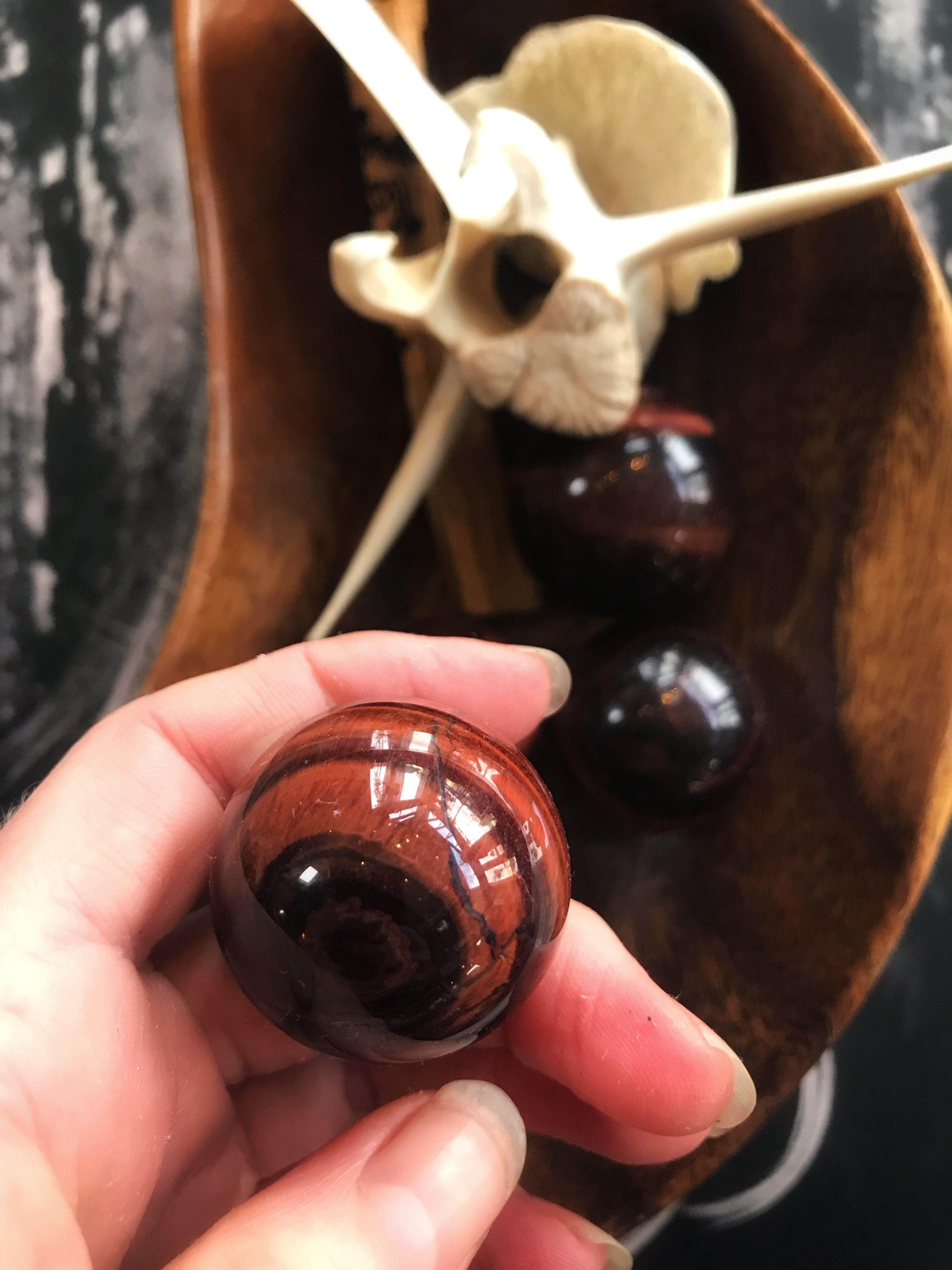 Red Chatoyant Tiger's Eye Sphere -1.25” - Keven Craft Rituals