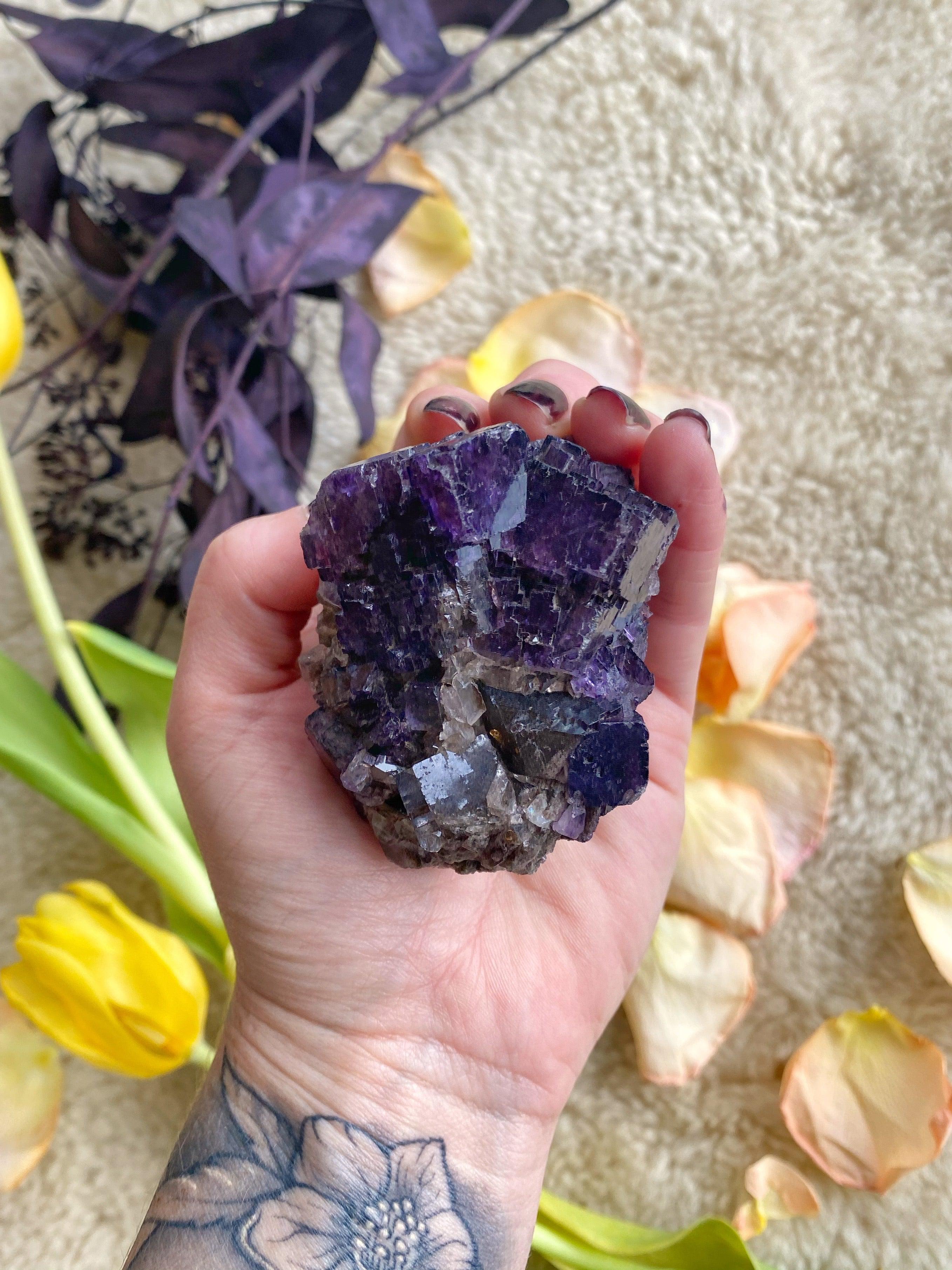 Natural Stepped, Purple Fluorite - Keven Craft Rituals