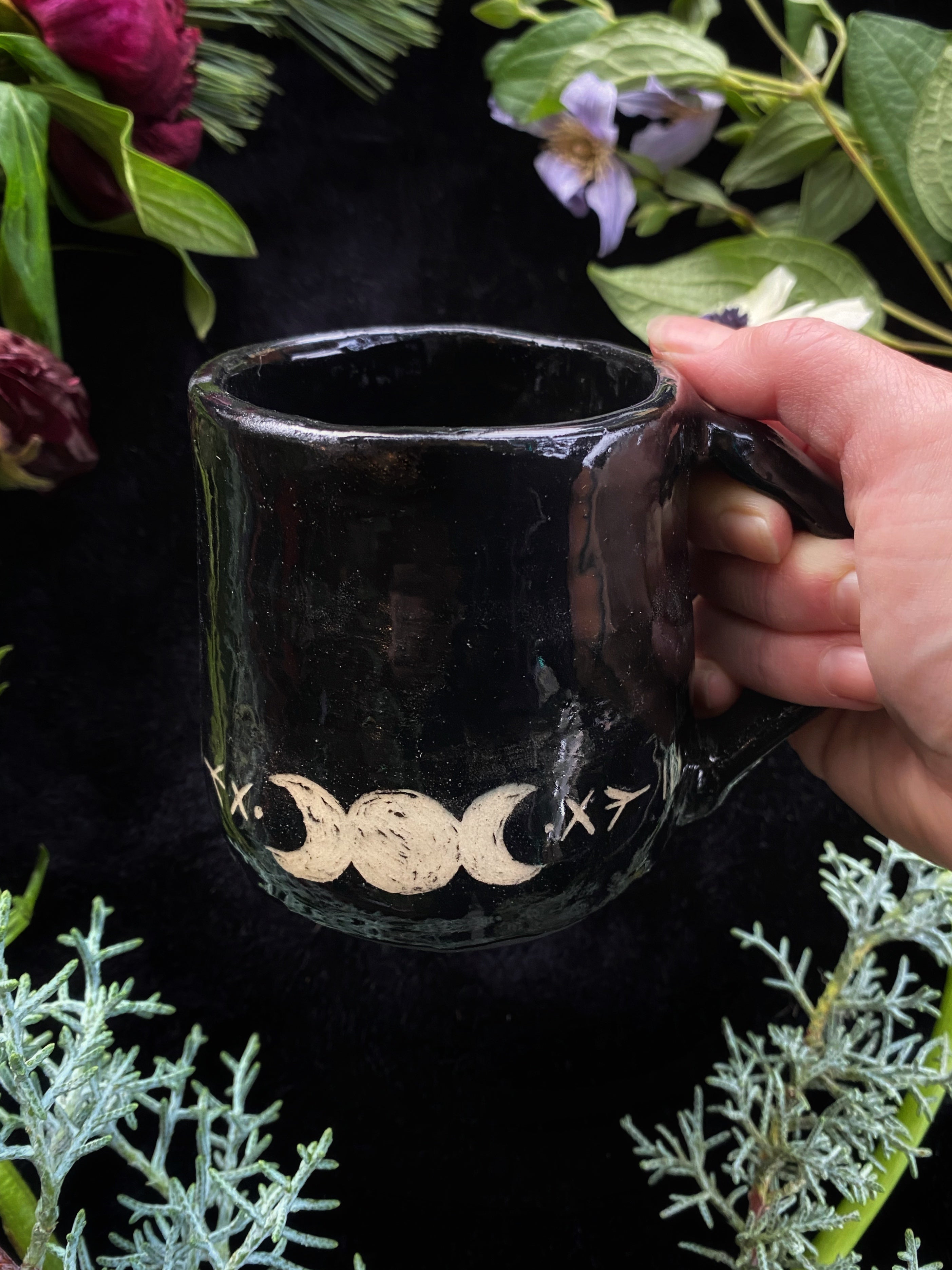 Black, Triple Moon & Runic Dishes - Mugs & Cups