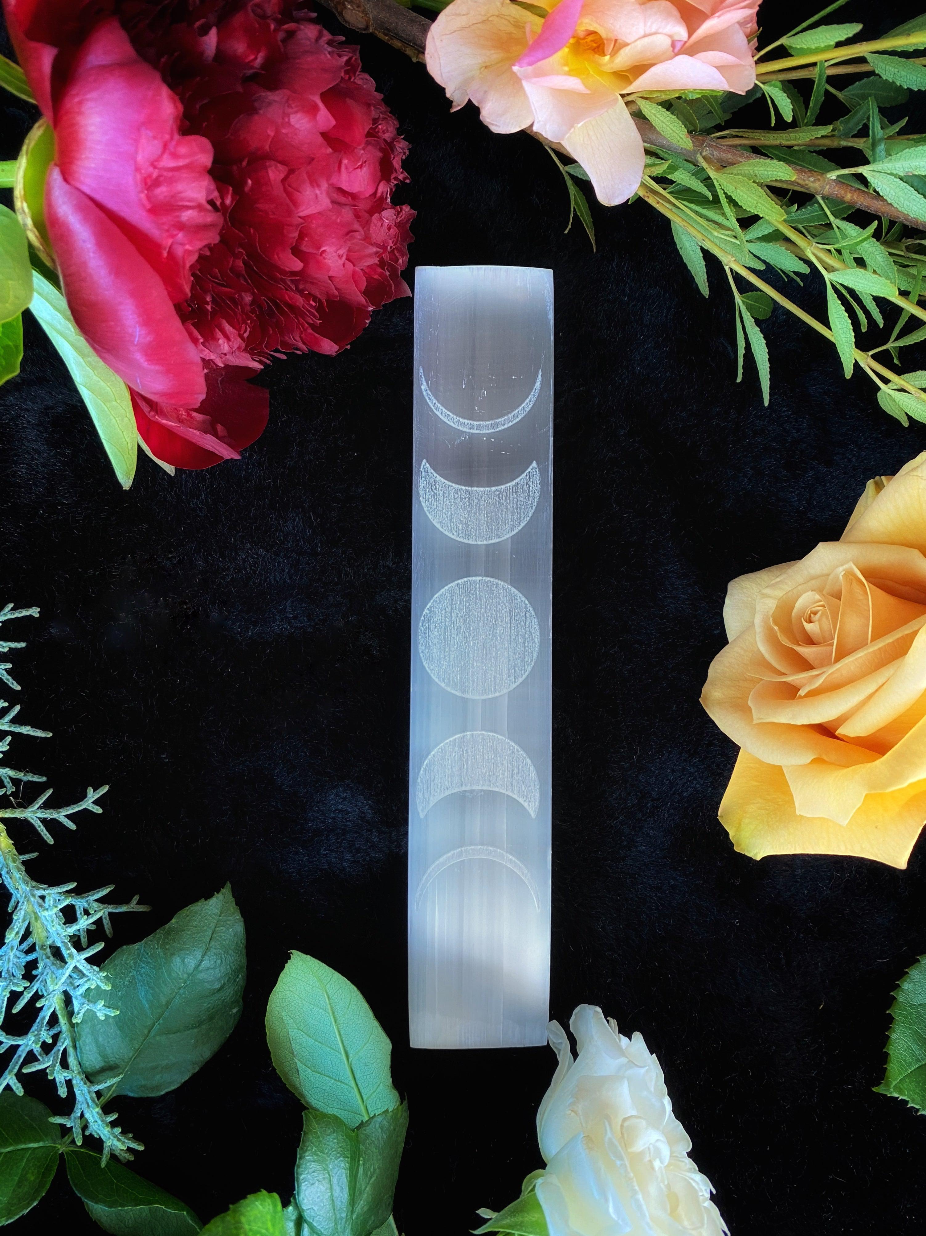 Selenite Crystal Charging Plate with Magick Inscriptions - Keven Craft Rituals